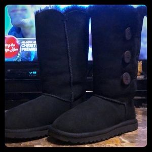 Black Bailey suede button tall UGGs